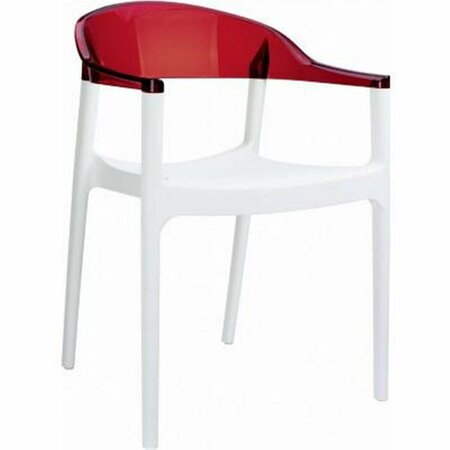 SIESTA CArmen Modern Dining Chair - White Seat Transparent Red Back, 4PK ISP059-WHI-TRED